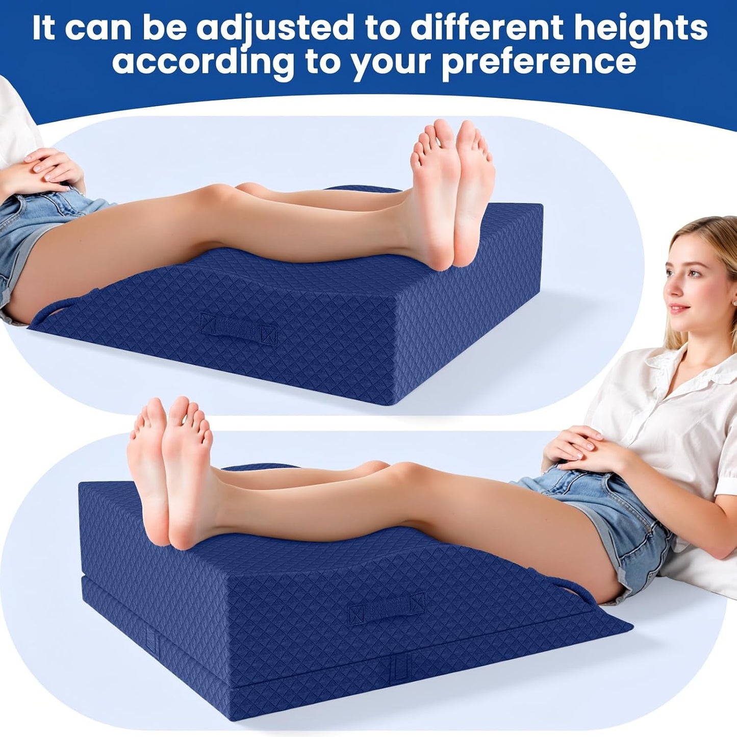 Elevation Pillows for Leg After Surgery, Memory Foam Adjustable Wedge Pillow for Injury or Rest, Ankle Pillow for Sleeping Blood Circulation Grey/Double Leg