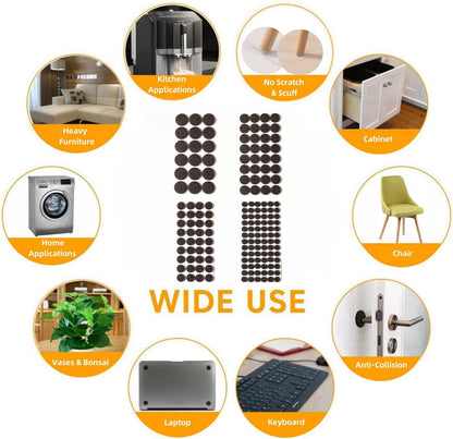 Felt Pads Small 3/8" Felt Pads for Cabinet Doors Bumpers, Cabinet Cushion Dots Felt Cabinet Door Stops, Self Adhesive Thick Bumper Pads to Protect Surfaces -Anti Scratch 234 Pcs Round Brown