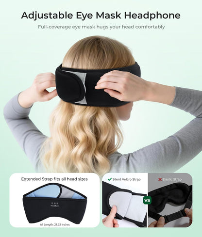 MUSICOZY Sleep Mask with Bluetooth Headphones Eyemask for Side Slippers | Bamboo Cotton Sleeping Headphone,Wireless Earphones with HD Stereo Speakers Blackout Eye Masks Earbuds for Men and Women