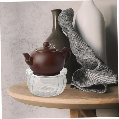 VOSAREA Glass Teapot Warmer Tealight Holder Multifunctional Heat Base for Teapots Tea Soups Easy to Clean Decorative Glass Tea Warmer for Kitchen Accessories