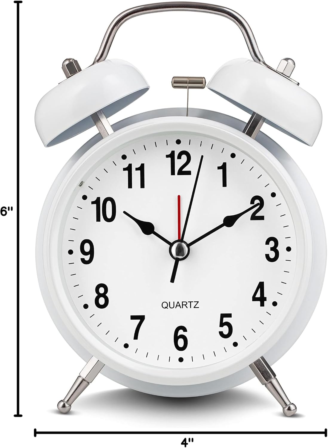 Bernhard Products Analog Alarm Clock 4" Twin Bell Vintage Navy Blue Silent Non-Ticking Quartz Battery Operated Extra Loud with Backlight for Bedside Table Desk, Retro Old Fashioned for Heavy Sleepers