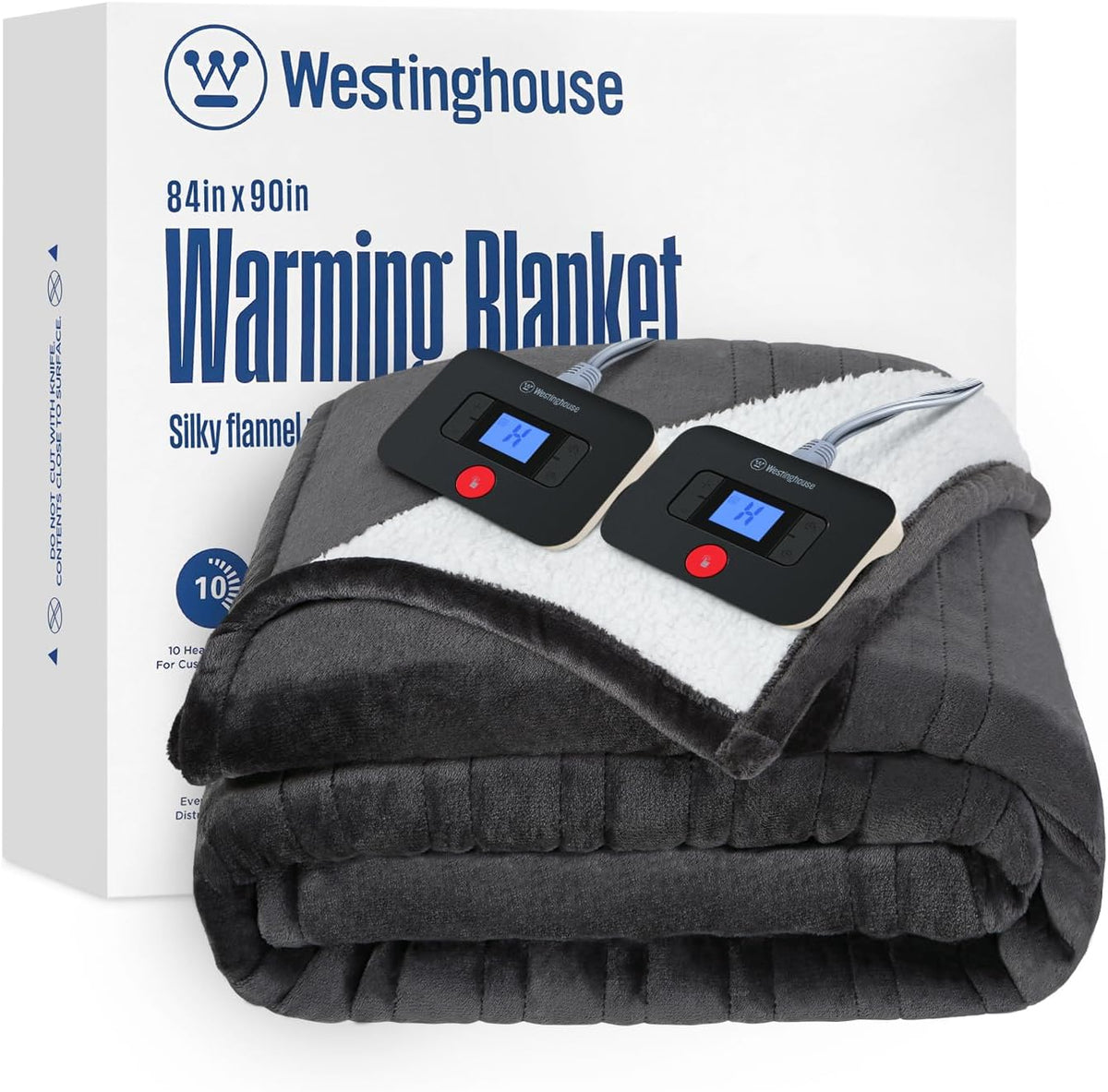 Westinghouse Heated Throw Blanket, 50"x60", Charcoal, ETL Certified