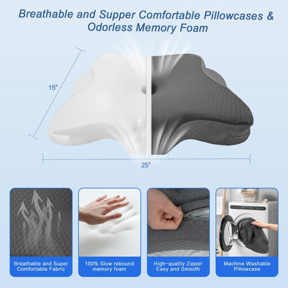 Pain Relief Cervical Pillow for Neck Support, Adjustable Ergonomic Pillow | Cozy Sleeping, Odorless Orthopedic Memory Foam Pillow, Contour Bed Pillow for Side Back Stomach Sleeper