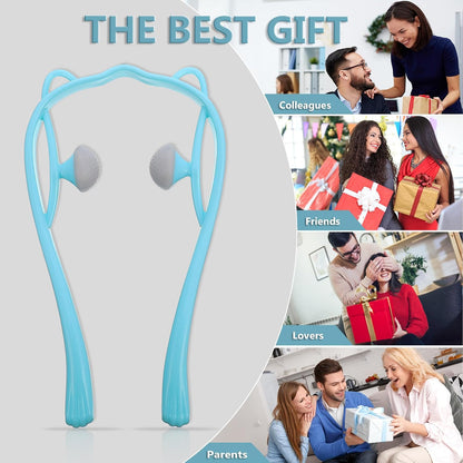 ARTIBETTER Cat-Shaped Neck Massage Roller Handheld Neck Massager Blue for Cervical Vertebra Relaxation and Muscle Relief