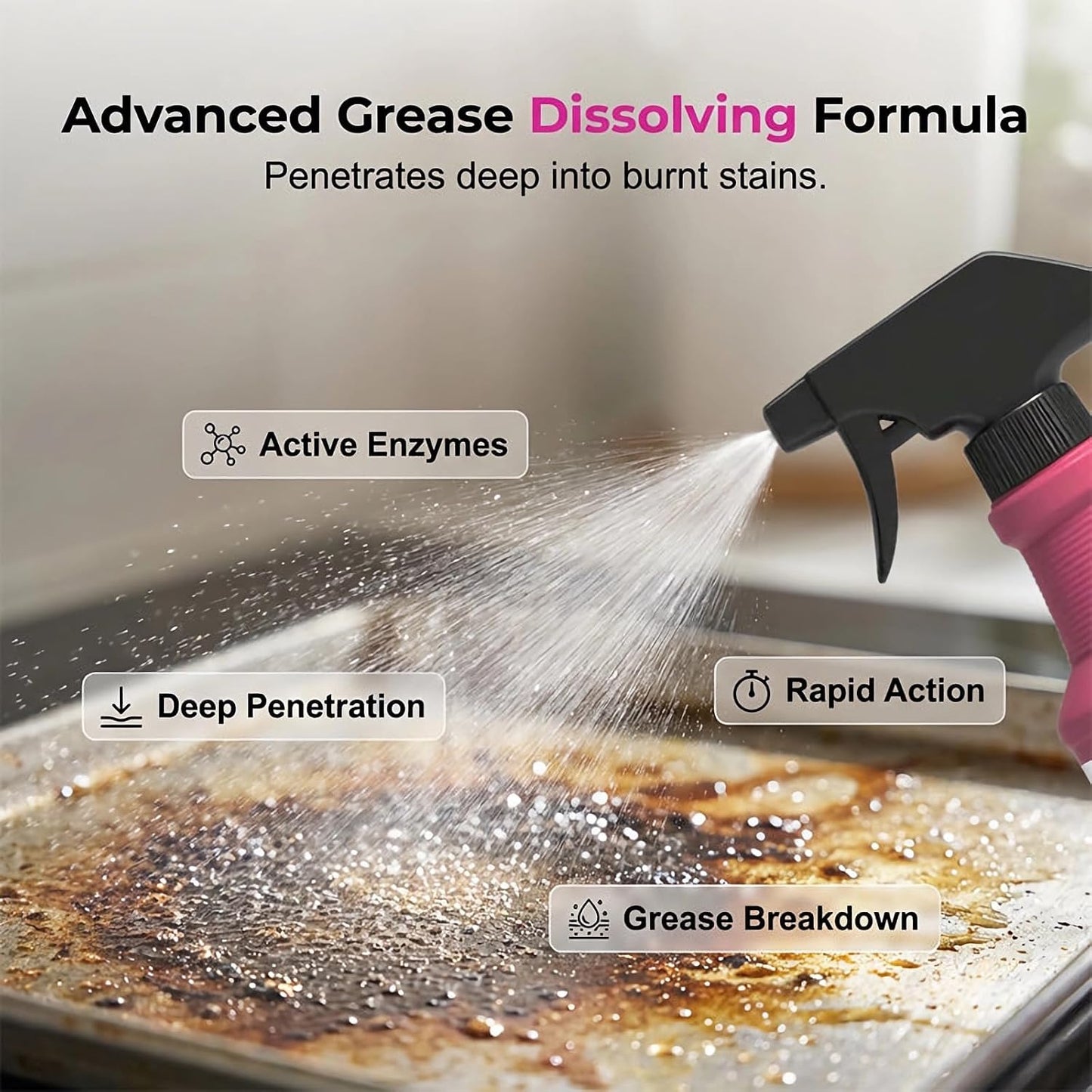 2026 Upgrade Fast Acting Heavy Duty Grill Degreaser Spray Set Multi Grill Cleaner Fast Clean Outdoor Solution for Grills Smoker BBQ Grates Oven Effortless Removes Grease Degreaser Smoky Stain (1PCS)