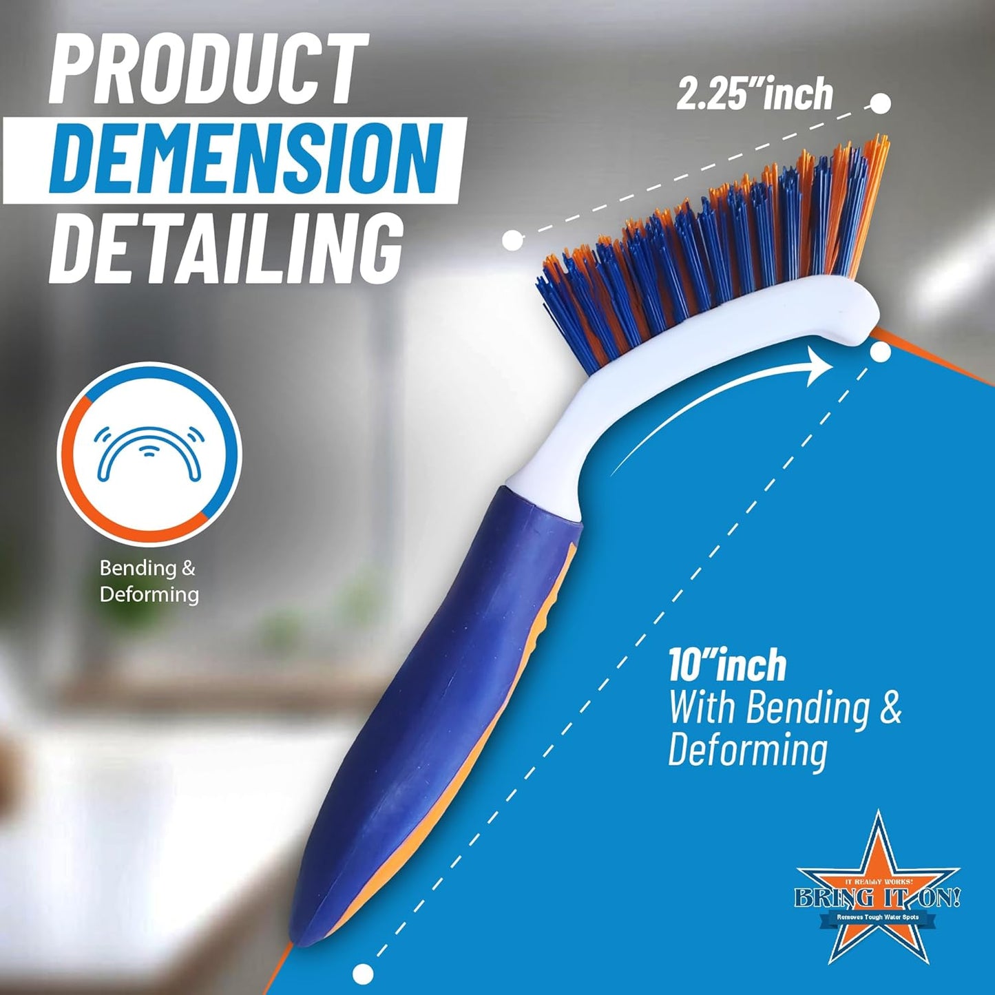 Bring It On Grout Cleaning Brush 2-Pack – Crevice Cleaning Brush with Stiff Nylon Bristles, 8-Inch Heavy-Duty Scrub Brush for Tile, Grout, Shower, Bathroom, Kitchen, Corners & Tight Spaces