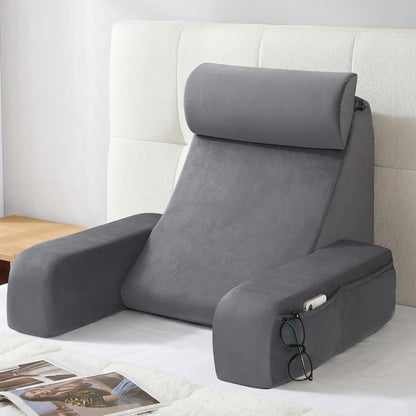 ENITYA 21" Reading Pillow for Bed with Firm Back Support & Big Pockets