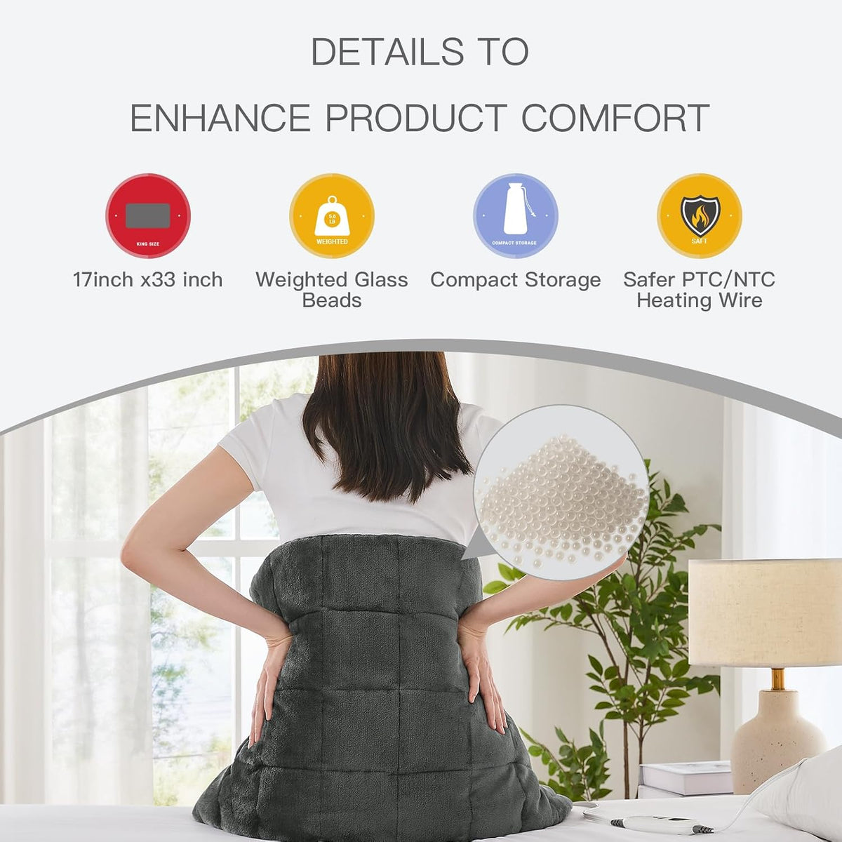 Weighted Heating Pad for Neck, Shoulder & Back Pain Relief FSA Eligible HSA