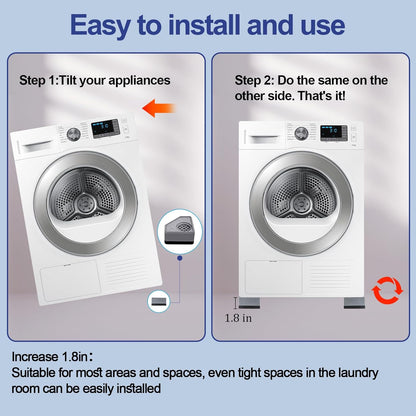 4Pcs Anti Vibration Pads for Washing Machine, Reduce Washer Dryer Moving | Washer and Dryer Pedestals,Prevents Noise Vibration Transfer, Antivibration Stabilizer Support Feet (Increase1.8in)