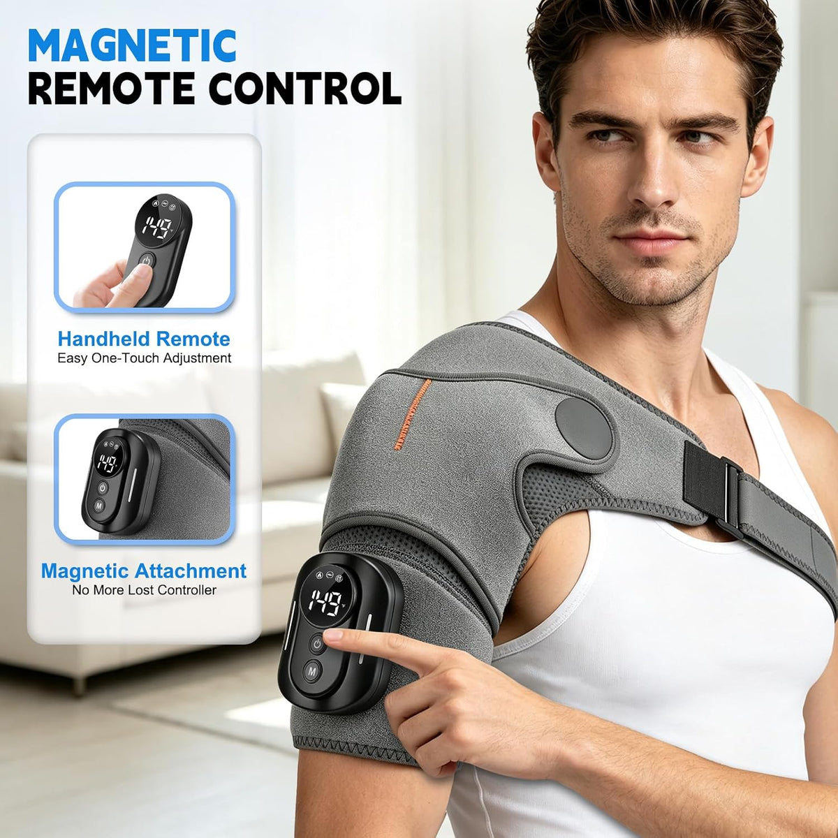 Cordless Shoulder Massager with Heat and Vibration, 3 Heat & 3 Vibration