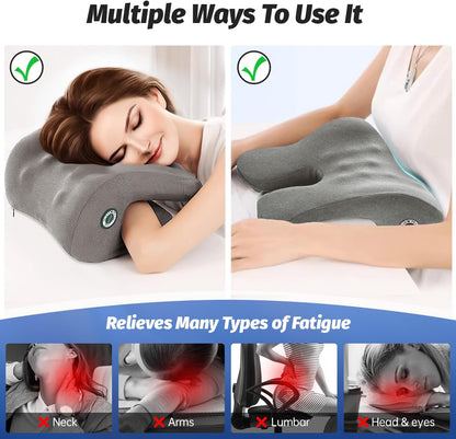 Office Chair with Headrest, Memory Foam Neck Support Pillow, Desk Pillow for Napping, Arm & Chest Support Flexible Hanging Cushion, Fits Most Office Chairs, Removable Washable Gray Cover