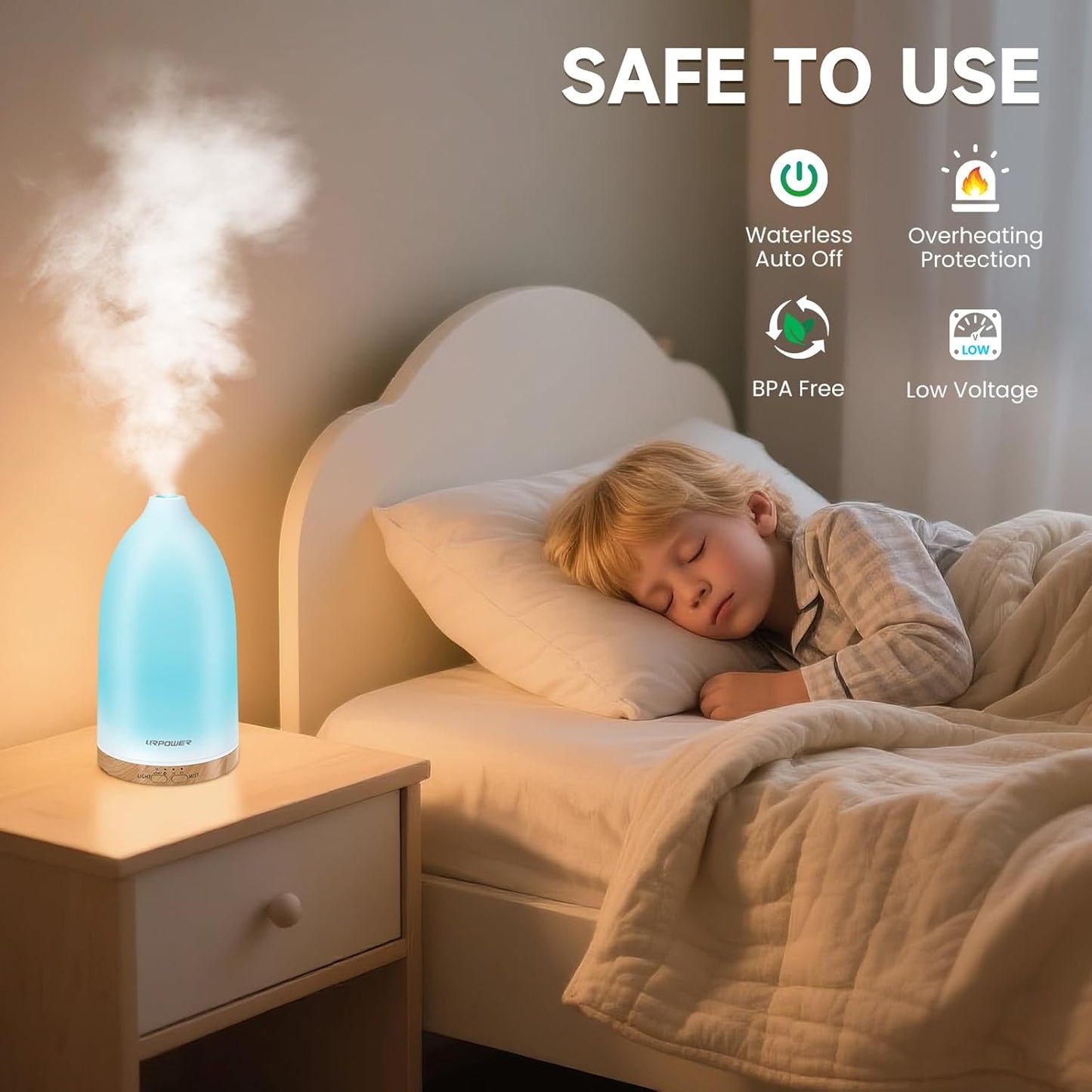 URPOWER 300mL Essential Oil Diffusers for Home Aromatherapy Diffuser | Up to 10 Hrs High/Low Mist Settings Quiet Diffuser Oil Machine Humidifiers Ideal for Bedrooms Living Rooms & Home Offices