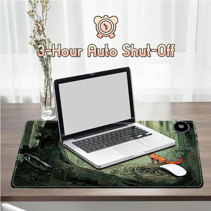 Heated Desk Pad Heated Large Mouse Pad, Electric Quickly Warm Desk Mat with 3 Levels Heating 3 Hours Auto Shut-Off, 31.5" x 13" Warm Gaming Mousepad Hand Foot Warmer, Baby Elephant