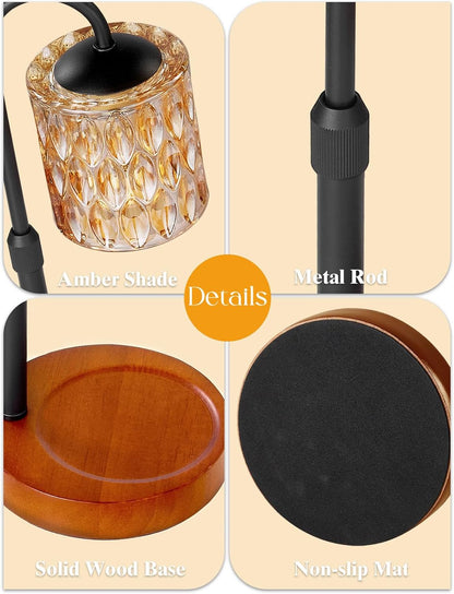 Briever Dimmable Candle Warmer Lamp with Timer, Height Adjustable Electric Candle Wax Warmer, Christmas Birthday Gifts for Women Mom, House Warming Gifts New Home Room Decor, Black Solid Wood Base