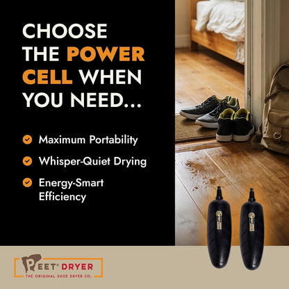 PEET Power Cell Portable Electric Boot & Shoe Dryer for Travel | Compact & Great for Travel, Uses Radiant Heat to Remove Sweat & Dampness from Work & Athletic Shoes & Sneakers, Plug-In