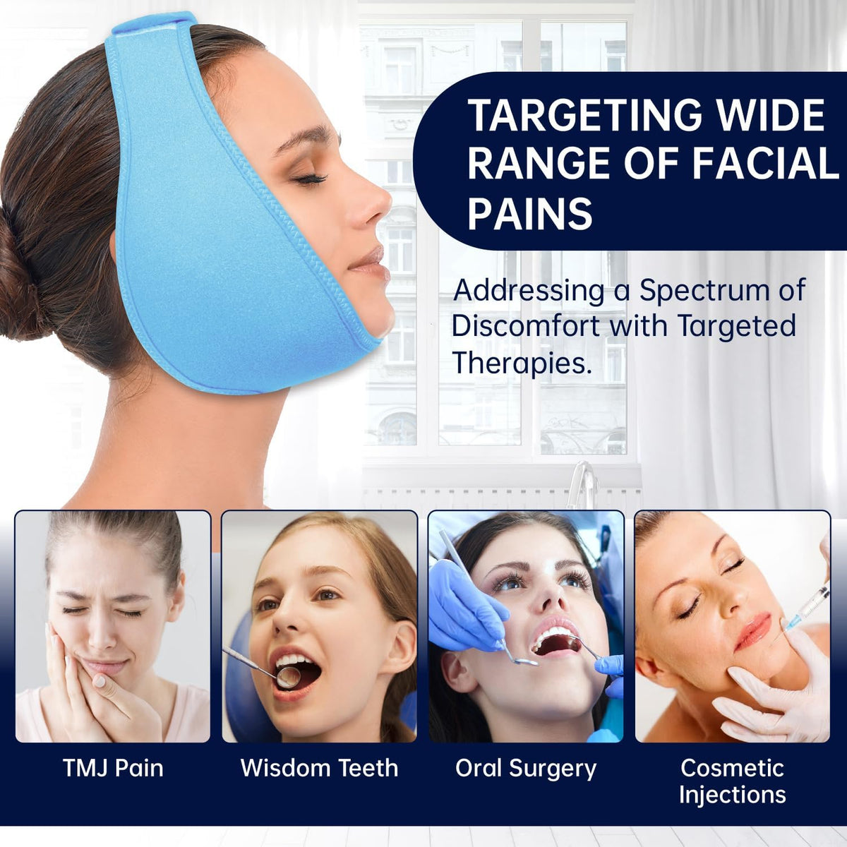 Wisdom Teeth Ice Pack Head Wrap Jaw Face Ice Pack with 4 Gel Packs