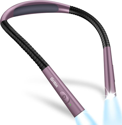 Gritin Book Light, Eye Caring 4-Color&5-Brightness Neck Light Reading Light | Stepless Dimming, 30-min Timer, 80+ Hrs Runtime, Bendable Round Neck Design, Lightweight for Reading, Knitting, Repairing