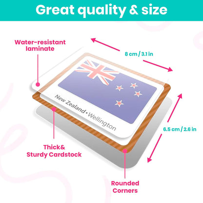 Menique Explore the World Memory Matching Game – Geography Game with 100 Photo Cards, 50 Countries, Flags & Landmarks – Travel Card Game with Educational Booklet, Ages 3+