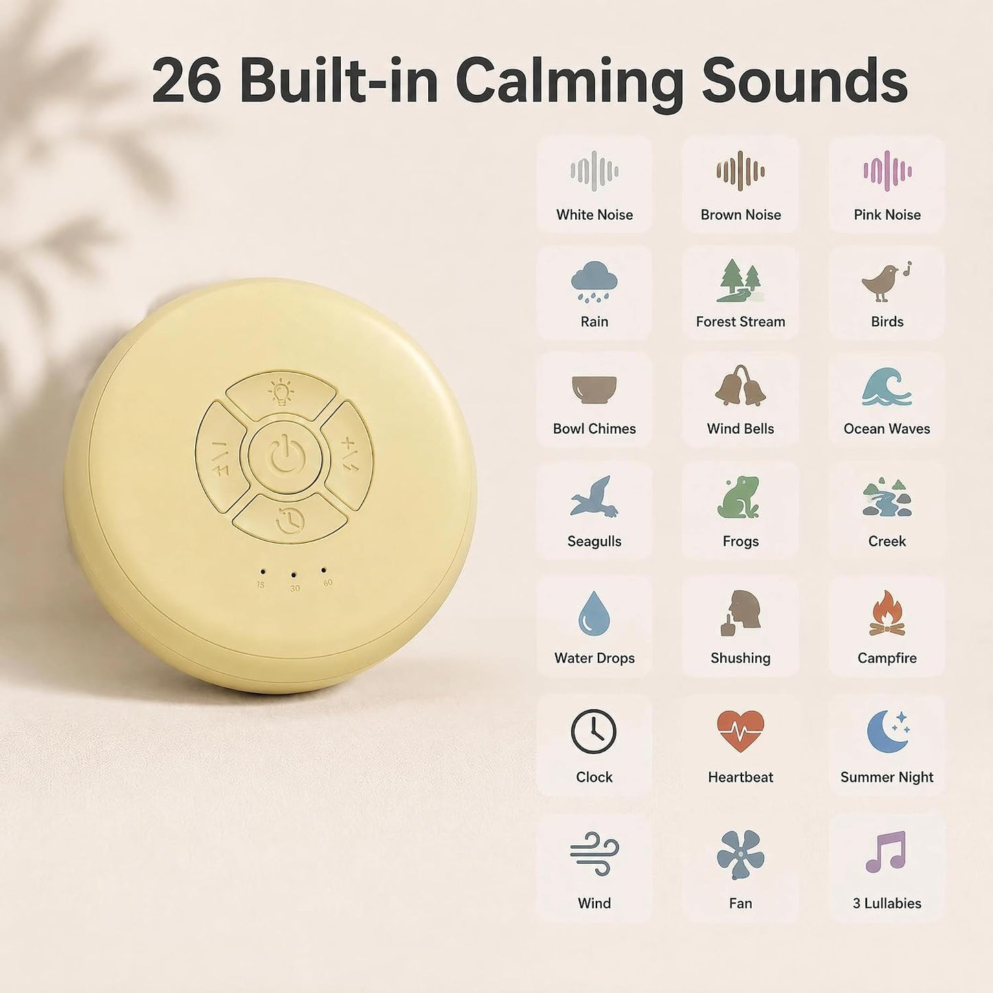 White Noise Sound Machine with Night Light for Sleep Adults Baby | Portable Sound Machine for Travel Office Home Yoga Meditation 26 Soothing Sounds 3 Timers Memory Function Blue