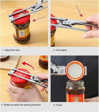 Master Jar & Bottle Opener,Adjustable Multifunctional Stainless Steel Can Opener Jar Lid Gripper,Manual,Kitchen Accessories（Silver）