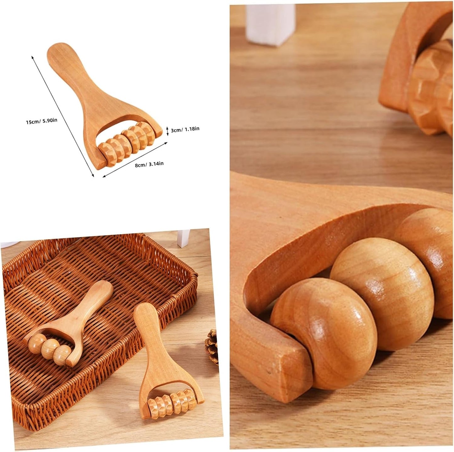 Natural Wooden Foot Roller Massager, Foot Massage Relief Tool | Ergonomic foot roller for muscle pain relief, practical wooden massage tool to soothe feet and bring relaxation.