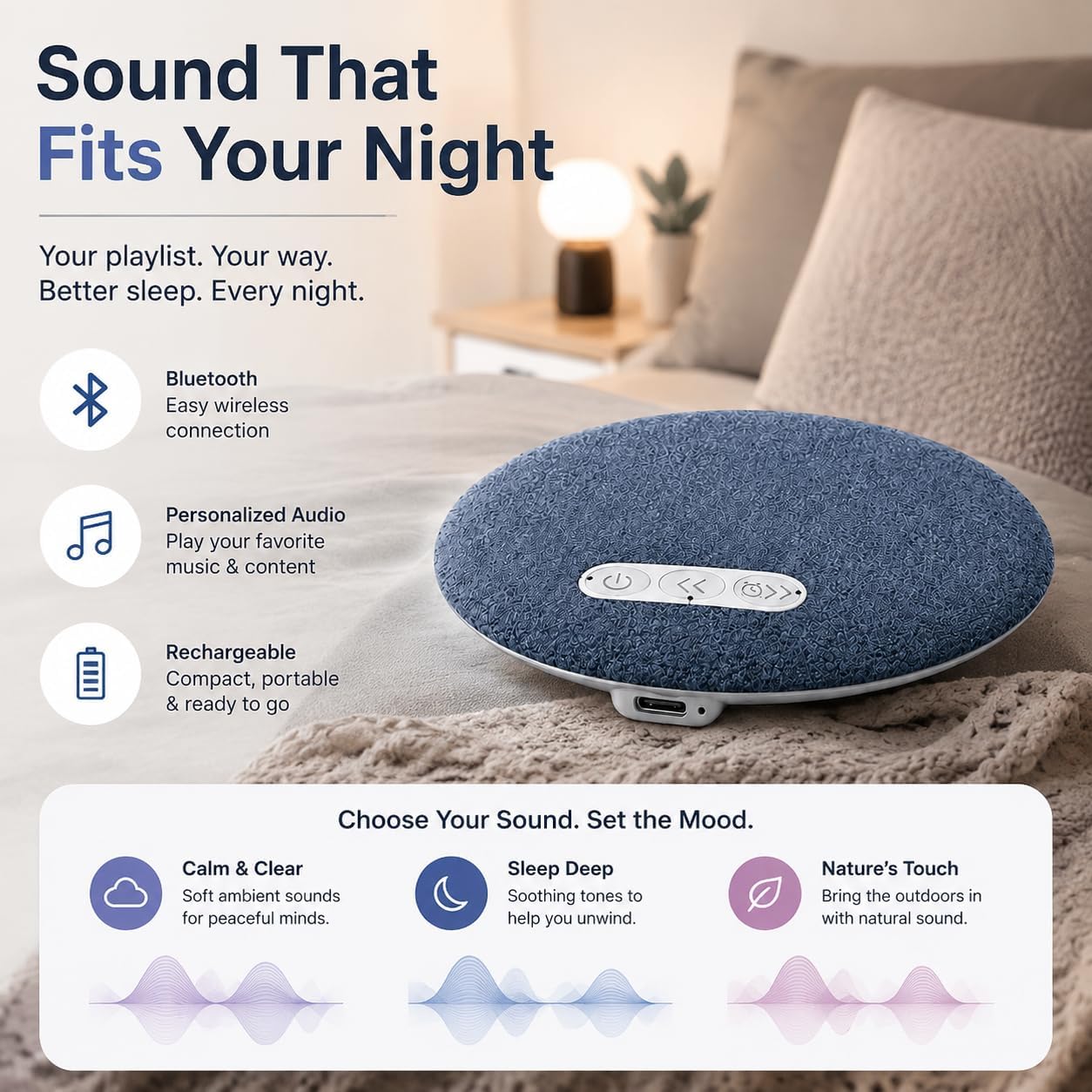 Pillow Speaker for Sleeping, Mini Bluetooth Under Pillow Speaker