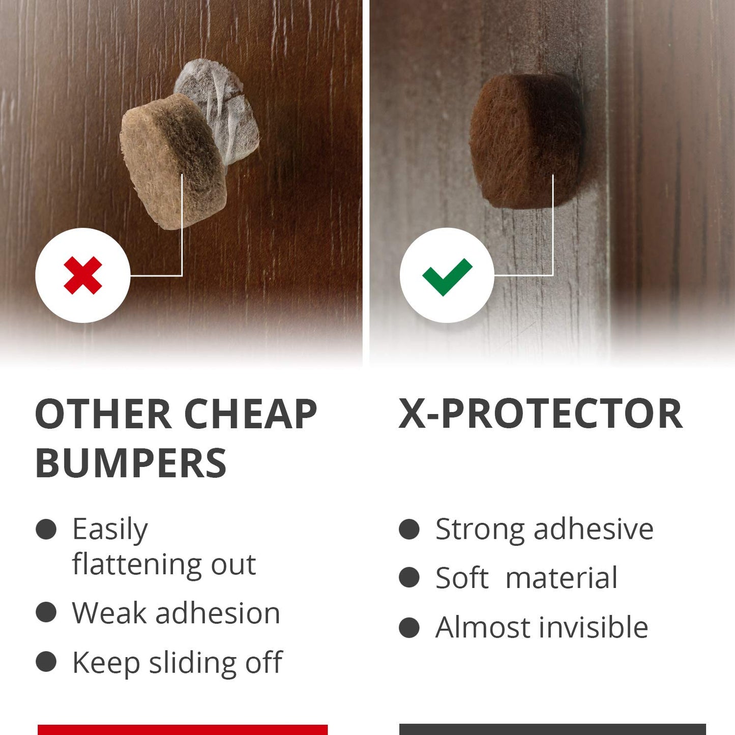Cabinet Door Bumpers X-Protector 100 PCS – Small Felt Pads 3/8” (Brown) | Ideal Felt Bumpers – Self-Adhesive Thick Felt Dots – Bumper Pads to Protect Glass & Other Surfaces!
