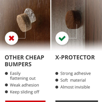 Cabinet Door Bumpers X-Protector 100 PCS – Small Felt Pads 3/8” (Brown) | Ideal Felt Bumpers – Self-Adhesive Thick Felt Dots – Bumper Pads to Protect Glass & Other Surfaces!