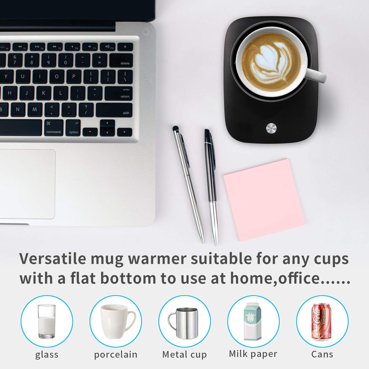 Misby Mug Warmer for Desk Use, Auto Shut Off, Gravity-Induction Warmer for Coffee Lovers - Christmas/Birthday Gift (Deep Black)
