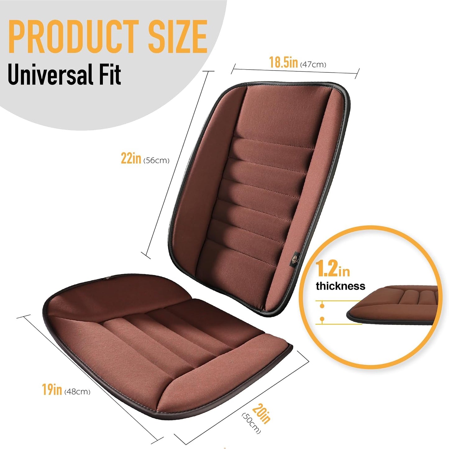 kingphenix Car Seat Cushion with Back Support Pillow, Memory Foam, Black | Memory Foam Car Cushion for Long Driving, Truck, Office Chair, Tailbone and Lower Back Support