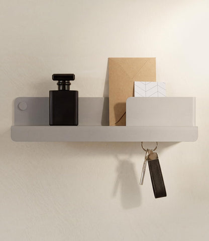 Kazai. Key Holder for Wall 'Holmsen' | Minimalist Key Hooks Design from Berlin | Modern Key Hanger with Metal Shelf | Key Hook Wall Mounted as Hallway Furniture | Sand Taupe