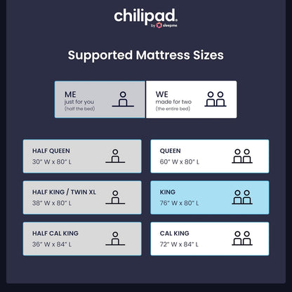 Chilipad Cube Bed Cooling System - Cooling & Heating Mattress Topper, Set Individual Bed Temperature, Cool Sleep Enhancement, Temp Range of 60-115°F, ME Half Queen Bedsize (30"W x 80"L), Model: CP500