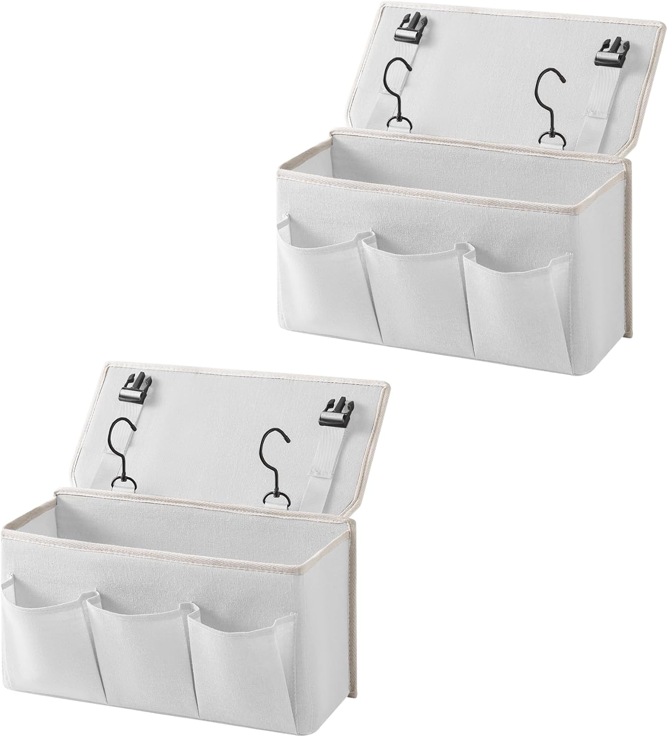 Bedside Caddy/Bedside Storage Organizer Hanging Bag with Three Options,Suitable for home beds, sofas, and dormitory beds—can hold magazines, books, phones, iPads, remote controls. (Gray)