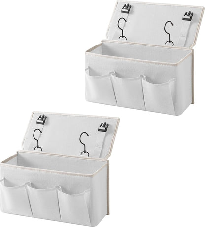 Bedside Caddy/Bedside Storage Organizer Hanging Bag with Three Options,Suitable for home beds, sofas, and dormitory beds—can hold magazines, books, phones, iPads, remote controls. (Gray)