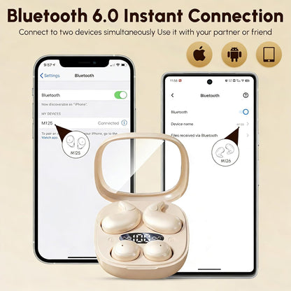 Sleep Earbuds for Side Sleepers, 2 in 1 Mini Earbuds Wireless Bluetooth for Sleeping, Discreet in-Ear Earphones for Small Ear Canals, Noise Cancelling, Small Ear Buds for Travel, Work, Relax(Beige)