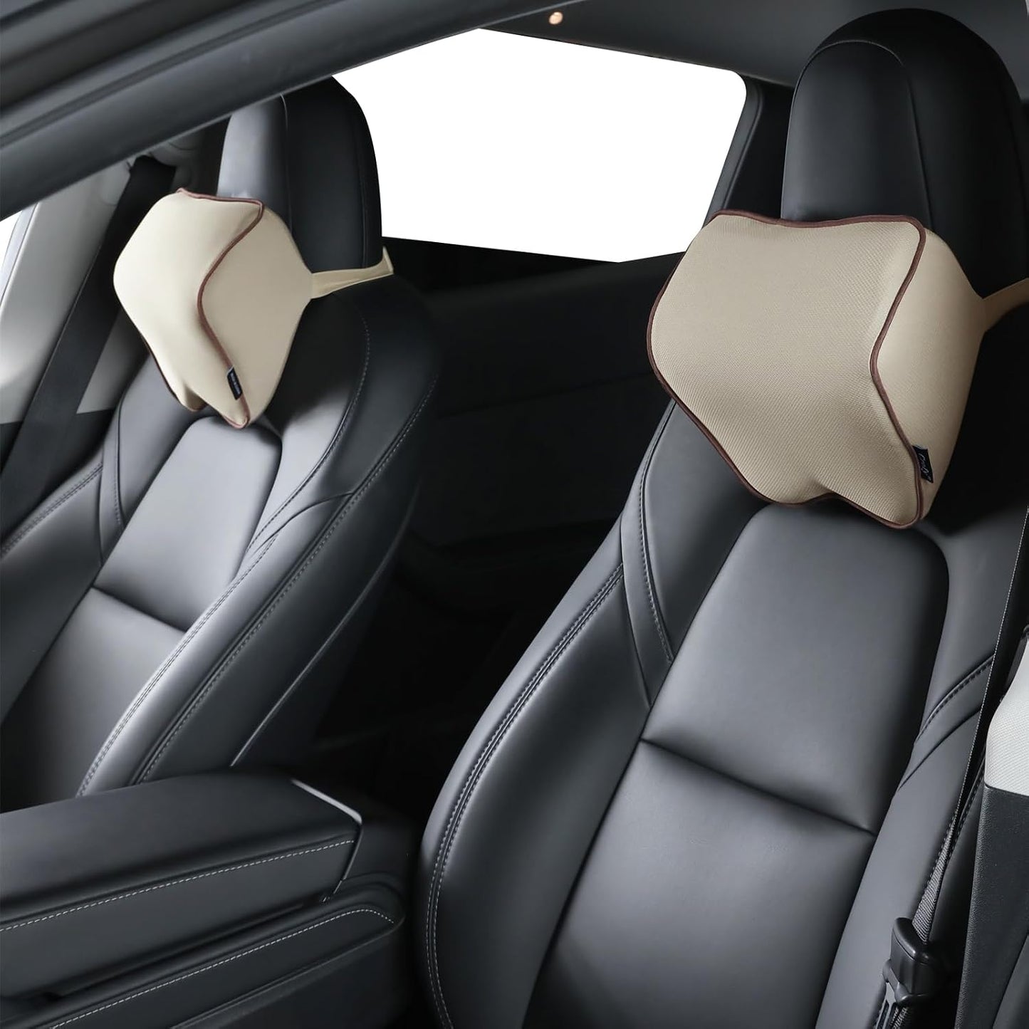Crofy 2-Pack Car Neck Pillow, Headrest Pillow with Adjustable Strap, Black | Soft Memory Foam; Ergonomic Design Fits Most Car & Office Chairs; Breathable Removable Pillow Cover Is Machine Washable