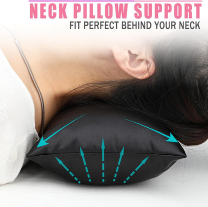 Small Neck Pillow for Recliner Chair Neck Support Pillows Pain Relief Plump Adjustable Filling Nap Airplane Sleeping Little Cushion Minky Dot Dark Gray