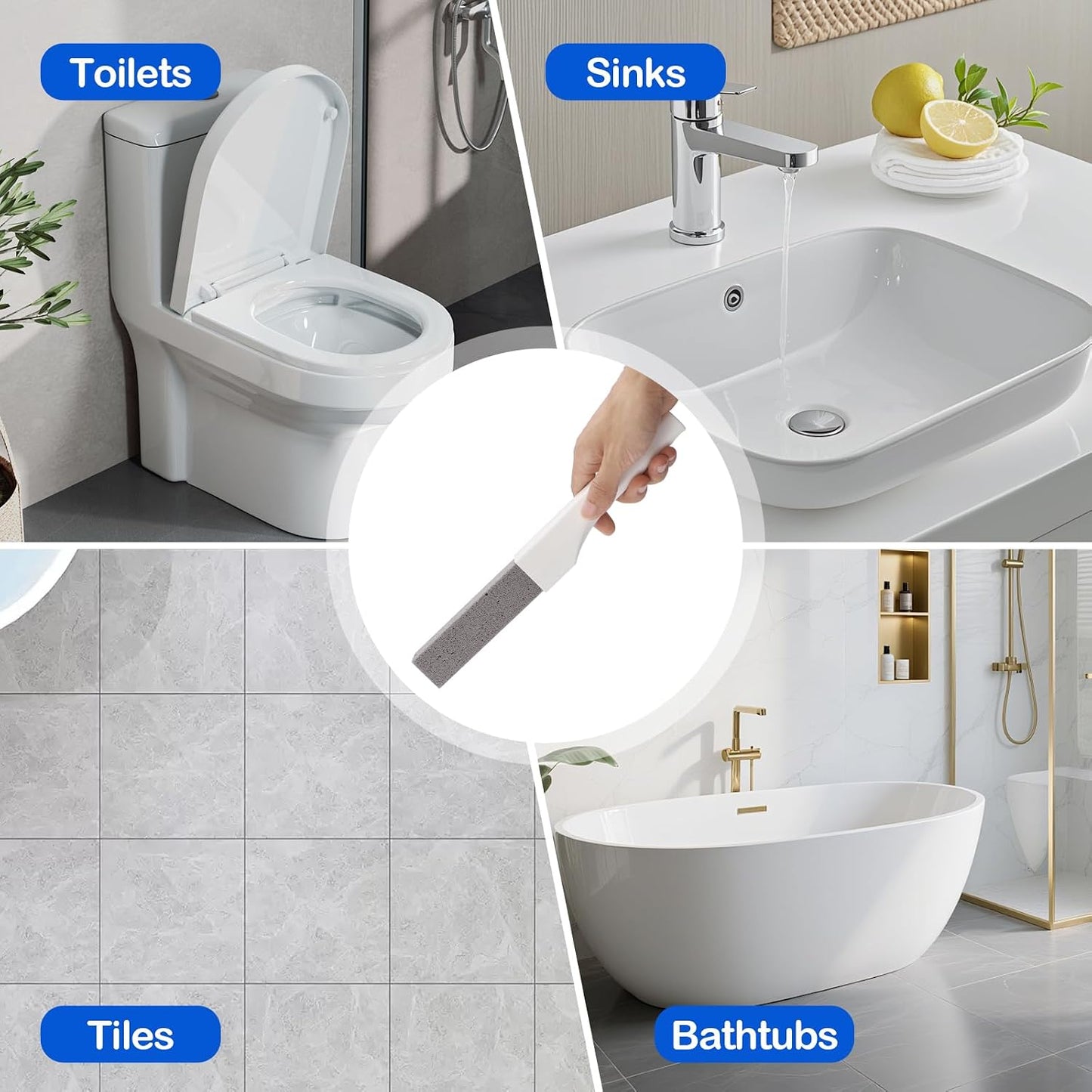 Pumice Stone Toilet Bowl Cleaner with Handle for Hard Water & Rust | Toilet Pumice Stone for Hard Water Ring, Rust Stains, Toilet Bowls and Sinks