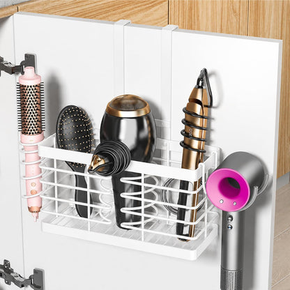 2026 Upgraded 3-in-1 Universal Hair Tool Organizer, XL Size, Black | Adjustable Height Metal Hair Dryer Holder, Wall Mounted, Over Cabinet Door, Countertop, Bathroom Storage