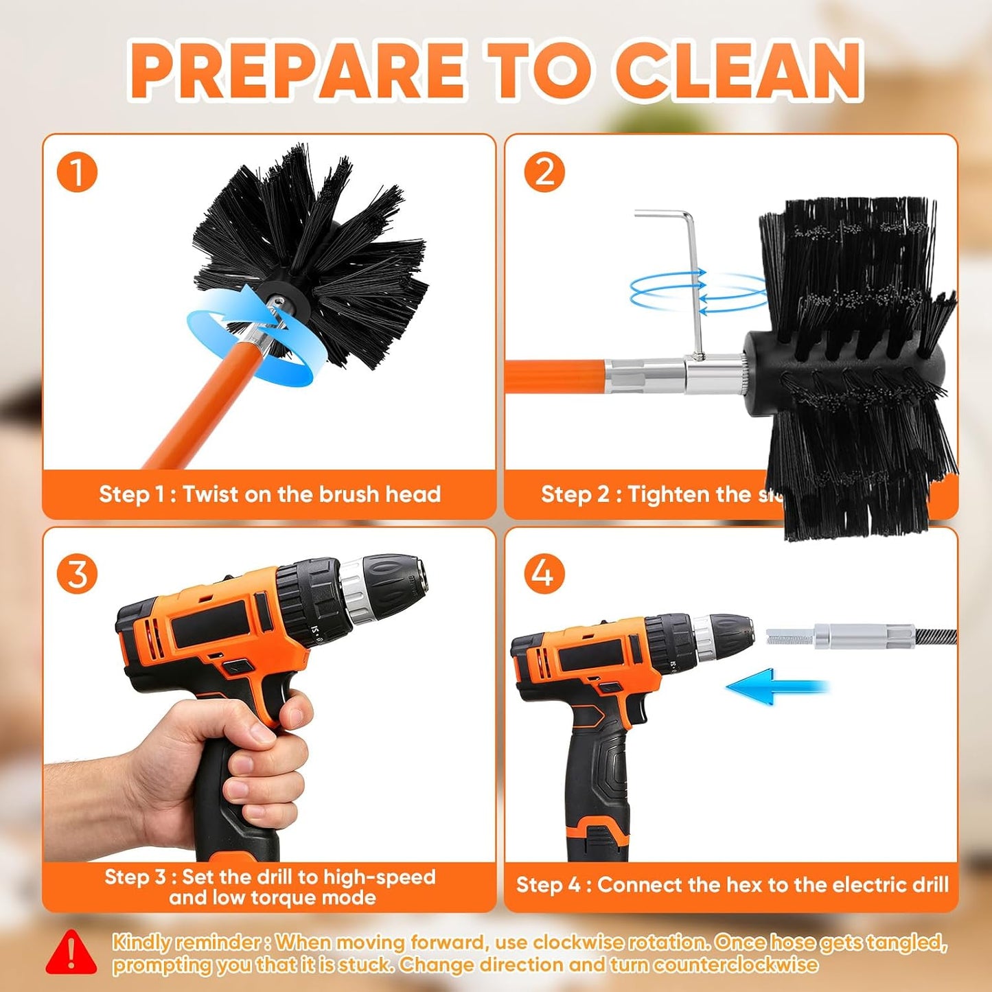17FT One-Piece Flexshaft Dryer Vent Cleaner Kit | Drill Powered Dryer Duct Cleaning Brush, Heavy Duty Lint Remover Tool