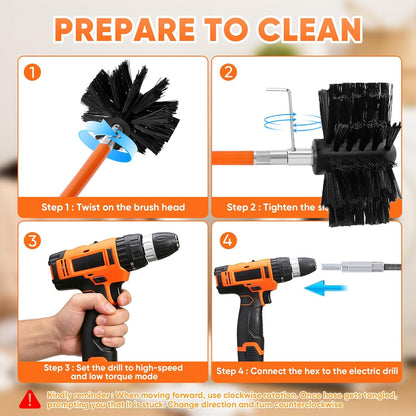 17FT One-Piece Flexshaft Dryer Vent Cleaner Kit | Drill Powered Dryer Duct Cleaning Brush, Heavy Duty Lint Remover Tool