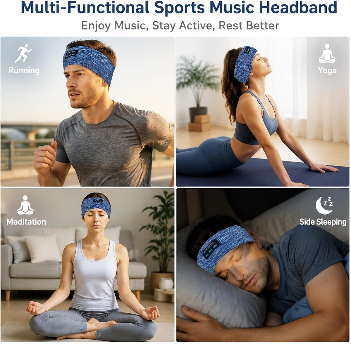 Sleep Bluetooth Headphones, Sleep Headphones Headband Wireless for Sleeping Side Sleeper, Wireless Sleep Earphones for Workout Sports Yoga Running Travel(Pinkish Yellow)