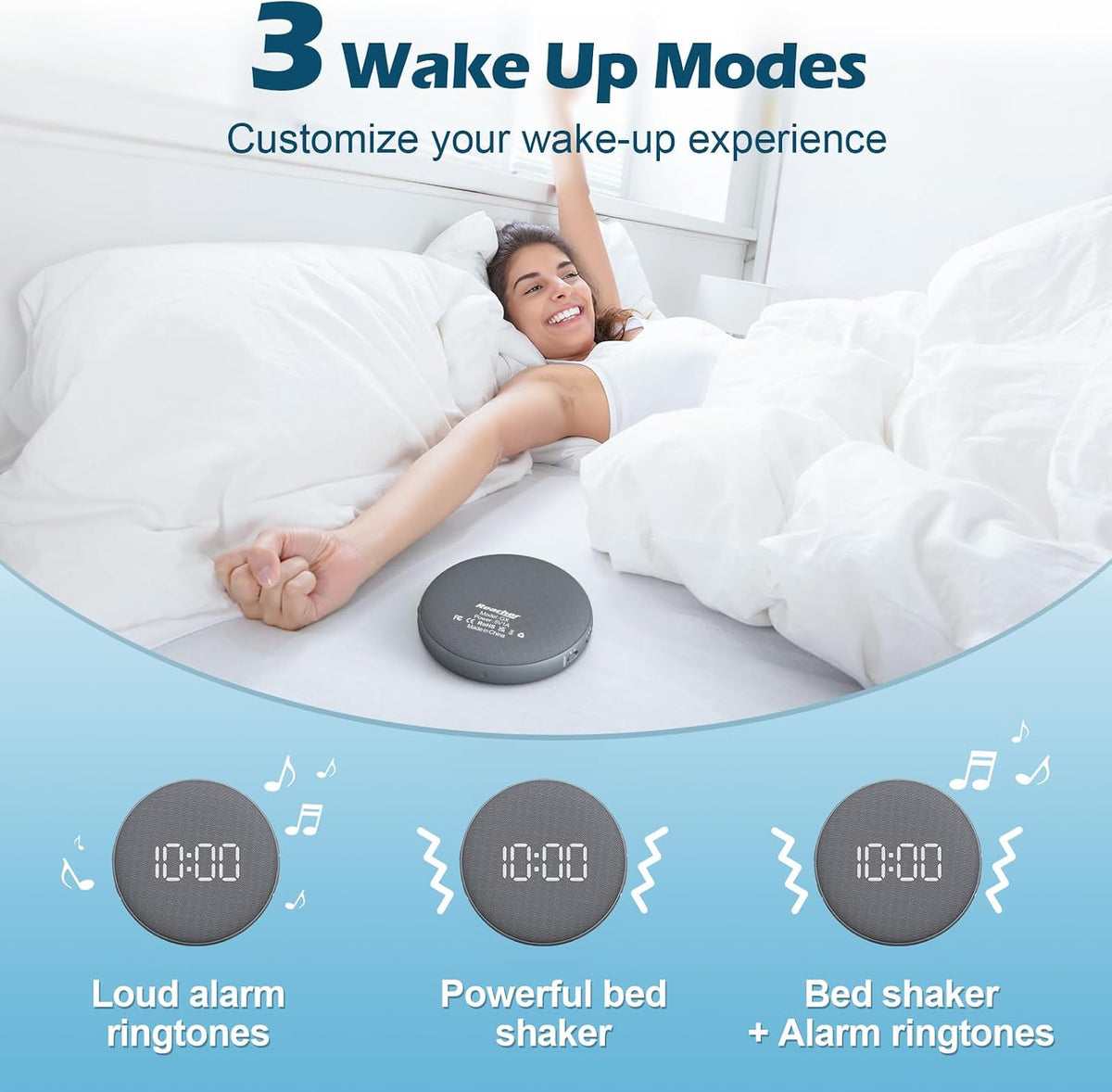 REACHER Super Loud Vibrating Alarm Clock for Heavy Sleepers Adults Teens
