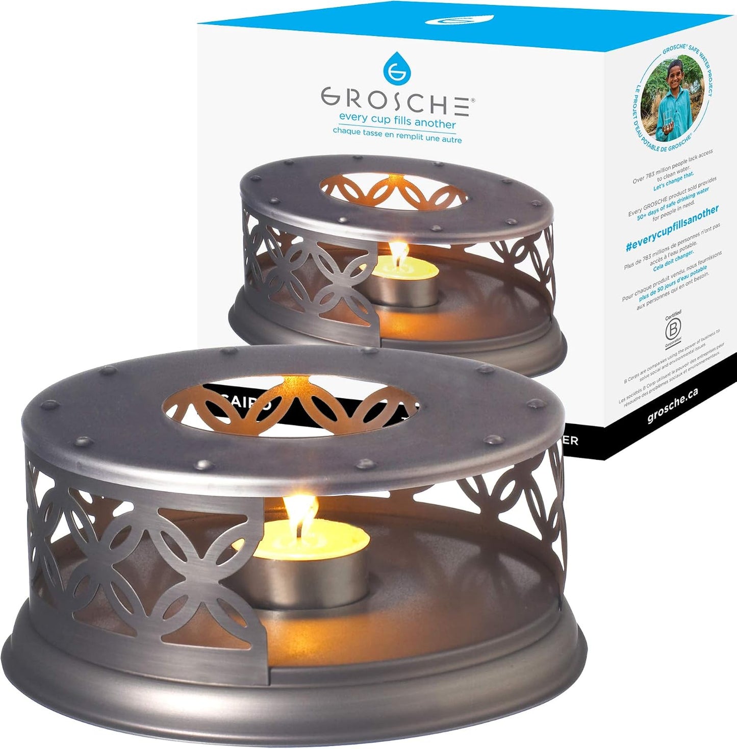 GROSCHE Cairo Teapot Warmer with Tea Light Candle, Universal Stand, Bronze | Keeps Tea Warm Longer, Fits Small to Large Teapots, Includes a Tea Light Candle, Provides Gentle Heat, and Easy Daily Use