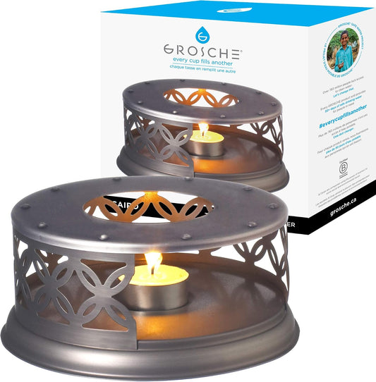 GROSCHE Cairo Teapot Warmer with Tea Light Candle, Universal Stand, Bronze | Keeps Tea Warm Longer, Fits Small to Large Teapots, Includes a Tea Light Candle, Provides Gentle Heat, and Easy Daily Use