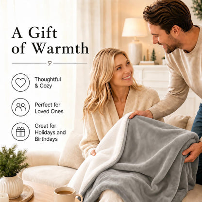 Electric Heated Blanket Full Size 72"x84" – Light Gray | ETL for Safe Overnight, 4 Heat Settings & 10H Auto Off, Dual-Sided Microplush Sherpa for Home Night, Machine washable