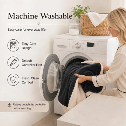 Electric Heated Blanket Full Size 72"x84" – Light Gray | ETL for Safe Overnight, 4 Heat Settings & 10H Auto Off, Dual-Sided Microplush Sherpa for Home Night, Machine washable