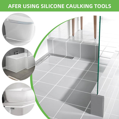 Caulking Tool 5 in 1, Caulk Remover & Silicone Sealant Finishing Kit with Grout Scraper and 6 Silicone Pads, Ideal for Kitchen, Bathroom, and Window Sealing