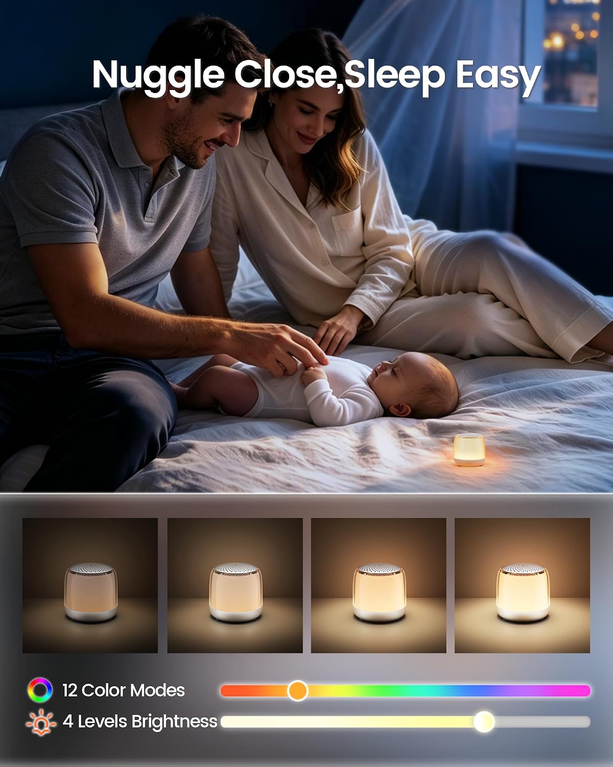 Glocusent Nano-Glow White Noise Machine,35 Sounds&12 Light Modes for Sleep