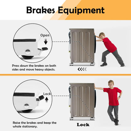 Extendable Furniture Appliances Rollers, Mover Tools for Moving, Black | 24 Roller & Brake Equipment for Heavy Washing Machine Refrigerator for Mobile Wheels Strong Base Stand Hold Up to 660 lb